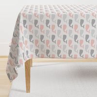 whales - nautical fabric - pink and grey LAD19