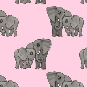 Tiny Elephants on Pastel Pink