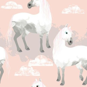 Pretty horses (pink background) by Mount Vic and Me