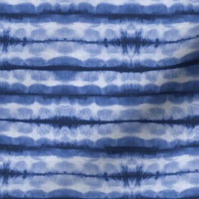 Horizontal indigo blue stripes shibori tie dye