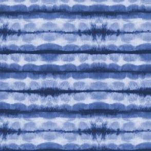 Horizontal indigo blue stripes shibori tie dye