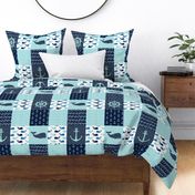 Nautical Patchwork - Whale - Blue and Navy LAD19