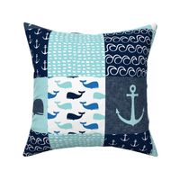 Nautical Patchwork - Whale - Blue and Navy LAD19