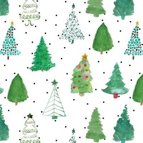 Christmas Trees // Black and White Dots