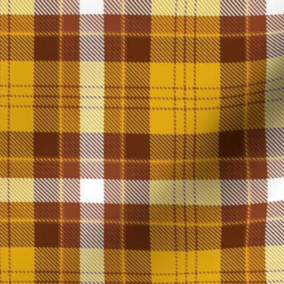 Brown, orange and white plaid. 