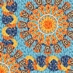 Bohemian Rosettes and Borders in Blue and Orange