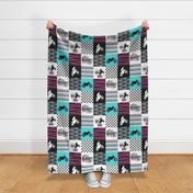 Motocross//A little Dirt Never Hurt//Purple&Aqua - Wholecloth Cheater Quilt