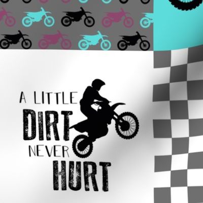 Motocross//A little Dirt Never Hurt//Purple&Aqua - Wholecloth Cheater Quilt