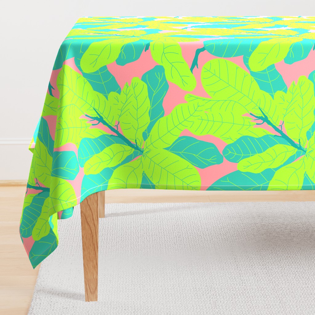 Tropicana Banana Leaves in Neon Peach + Lime