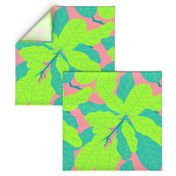 Tropicana Banana Leaves in Neon Peach + Lime