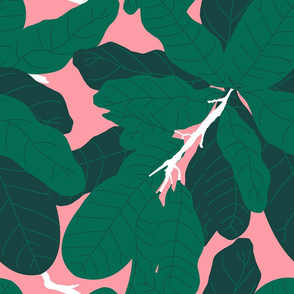 Tropicana Banana Leaves in Palm Springs Pink + Emerald Green