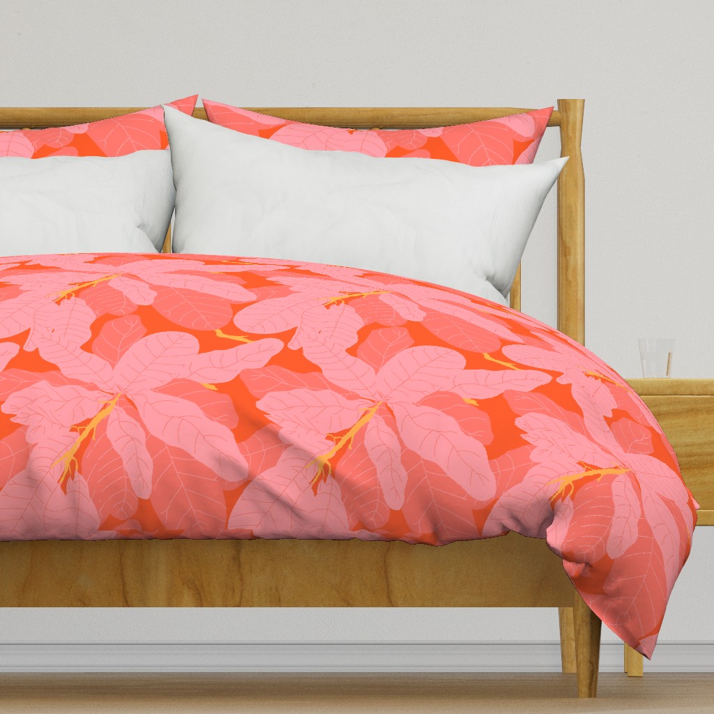 Tropicana Banana Leaves in Coral Spice