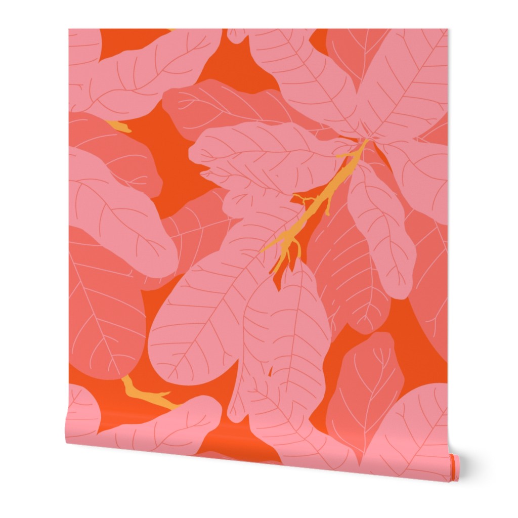 Tropicana Banana Leaves in Coral Spice