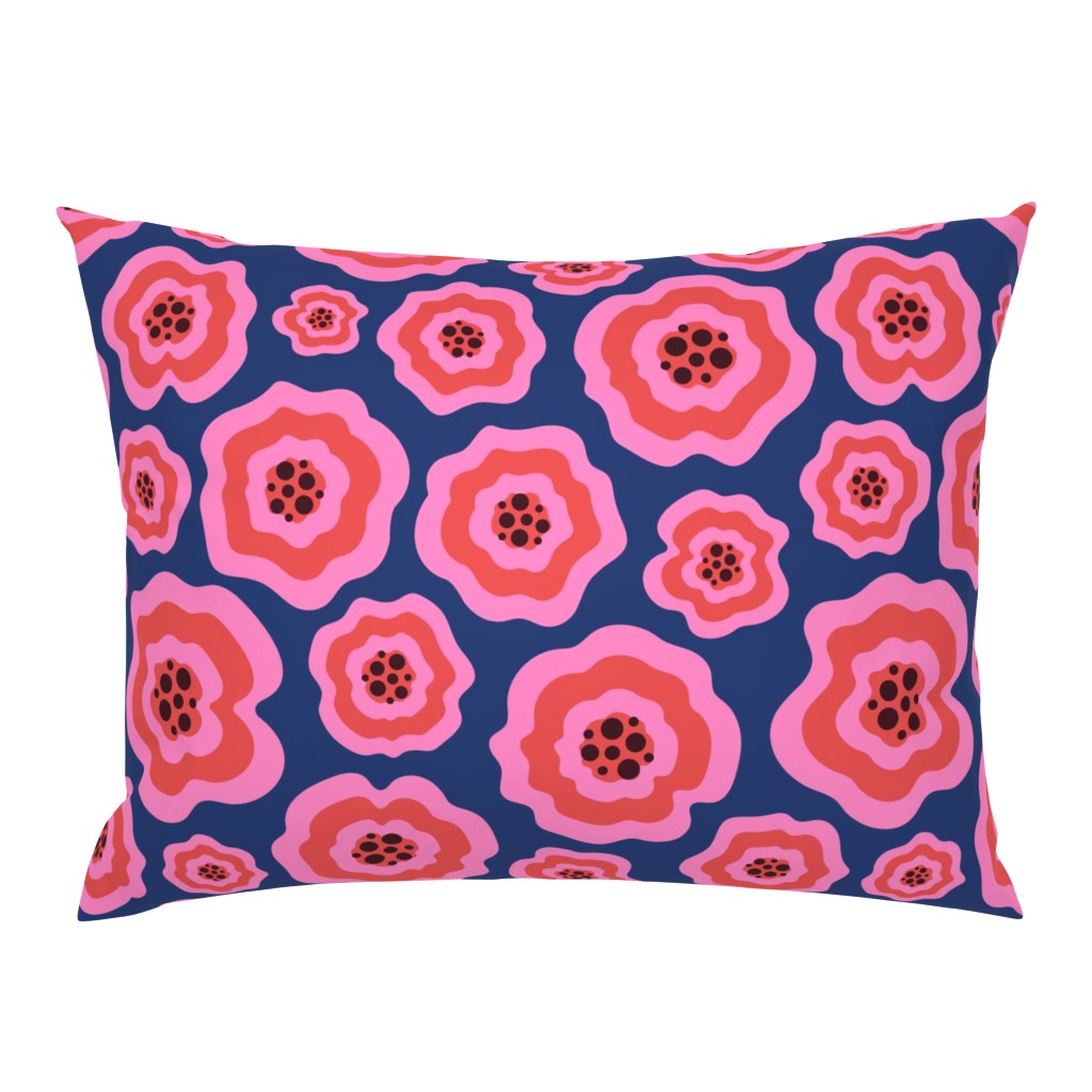 Boho MCM pink liquid flowers electric blue