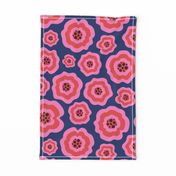 Boho MCM pink liquid flowers electric blue