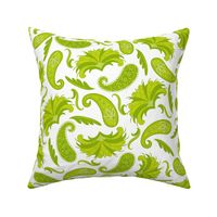 Art Deco Paisley Green White Large