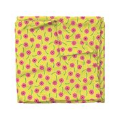 Boho ditsy liquid flowers pink deep yellow MCM