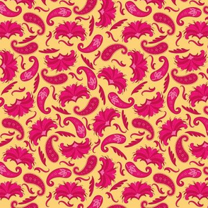 Art Deco Paisley Hot Pink Yellow Small