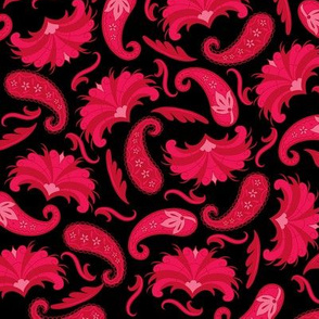 Art Deco Paisley Red Black Medium