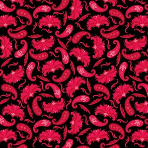 Art Deco Paisley Red Black Small