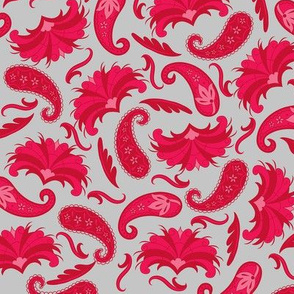 Art Deco Paisley Red Gray Medium