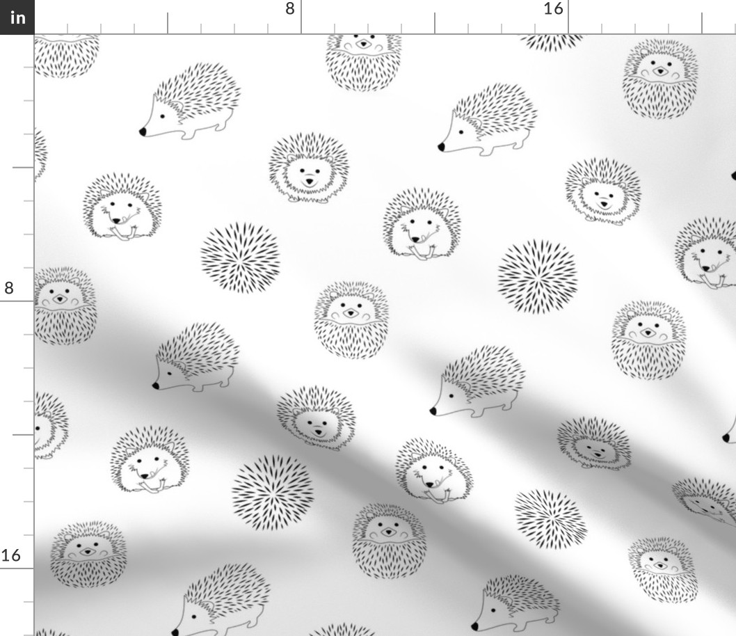 Hedgehog Doodle Pattern - White