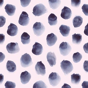 Indigo spots on pink || watercolor minimal pattern