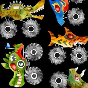scary animal monster cars - black, large