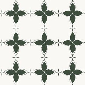 Bobby Jo: Deep Forest Green Floral Bandana Pattern, Geometric Floral