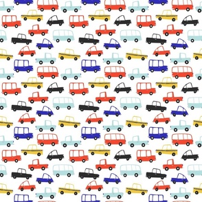 Cars, Trucks and Vehicles Pattern: Taxi, Bus, Sports Cars, Trucks