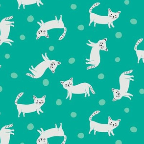 Cats all over on Teal