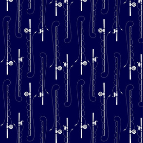 Fishing poles on dark navy-ch