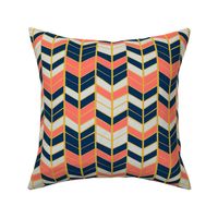 Coral & Navy Herringbone - Small