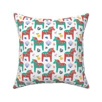 Swedish Dala Horse Botanical in White + Mod Rainbow