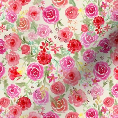 All Over Vintage Roses on cream
