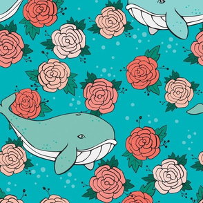 Blue Whale Floral