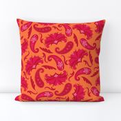 Art Deco Paisley Red Orange Large