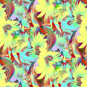 Poster Sunflowers and Zinnias