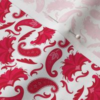 Art Deco Paisley Red White Small