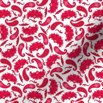 Art Deco Paisley Red White Small