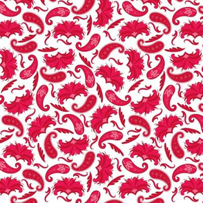 Art Deco Paisley Red White Small