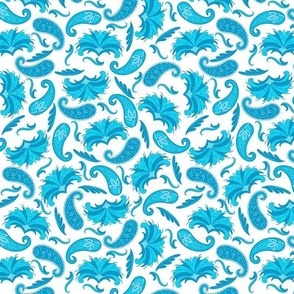 Art Deco Paisley Turquoise White Small