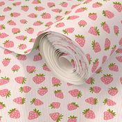 (small scale) strawberries - pink stripes C19BS