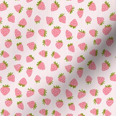 (small scale) strawberries - pink stripes C19BS