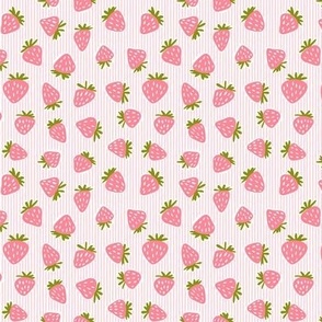 (small scale) strawberries - pink stripes C19BS