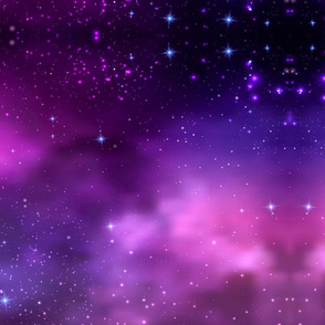 Outer space Purple/Pink Stars large scale