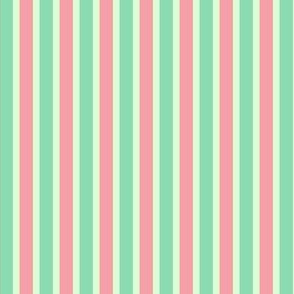 Mountain Meadow Stripes - Narrow Meadow Mist Ribbons with Pink Carnation and Aqua