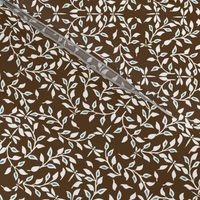  Leafy Field Arts & Crafts style fabric - white & brown with dragonflies