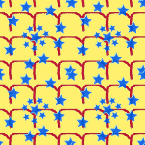 Blue Star Red Fence-yellow background-ch