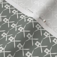 Posie Crossing: Gray Green & Dusty Cream Small Print, Floral